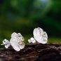 Lotus Flower Real 925 Sterling Silver Earrings Natural Crystal Gems Fine Jewelry for Women