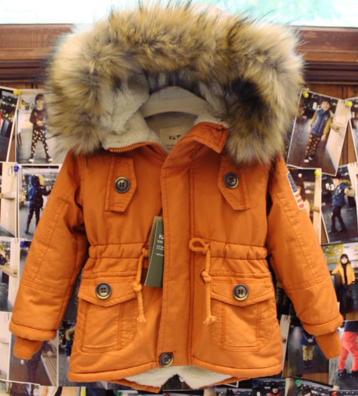 Free Shipping Winter Jackets FREE Winter Hat for Orange Coats Hooded Jackets for Junior Boys