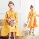 SALE! Ruffled Dress for Girls Linen Dress for Spring Time Mid-calf Yellow Dress for Girls