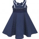 SALE! Ruffled Navy Blue Cotton Dress with Hearts Sleeveless Summer Dress for Toddler Girls