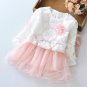 SALE! 2pcs/ SET Red Dress with White Cardigan Hollow Cardigan for Girls Cotton Dress