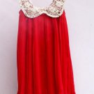 SALE! Red Dress for Girls Sequined Golden Collar Sleeveless Maxi Dress for Little Girls