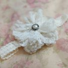 Free Shipping Handmade by Lyn White Lacy Hair Accessories Free Headbands for Newborn Girls