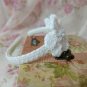 New White Headband Handmade by Lyn Crochet Flower Hair Accessories with Pearl Button