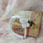 New White Headband Handmade by Lyn Crochet Flower Hair Accessories with Pearl Button