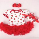 Strawberry Baby Dresses 1st Birthday Dress Baby Girls Clothing Set Strawberry Birthday Theme