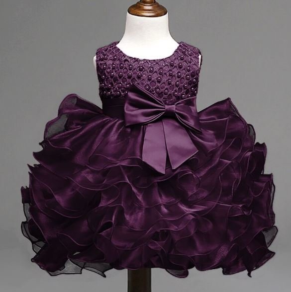 Rsslyn Ready to Ship 2-4 Months Purple Formal Wear for Girls Eggplant Color Purple Party Dress