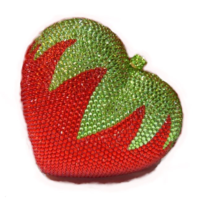 Strawberry Collections Luxury Red Purses for Women Red Strawberry Handbags Prom Clutch Big Heart