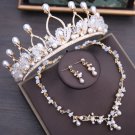 Baroque Jewelry Set Vintage Golden Crystal Tiaras Bridal Jewelry Set Noble Tiara Necklace Earrings