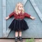 Ready to Ship Navy Blue Dress for Infant Girls 12-24 Months Plaid Dress for Girls