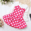Hotpink Dress for Baby Girls with Free Hotpink Bow Headband Polka Dot Pattern Dress