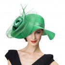 Free Shipping Green Hat for a Charming Woman Rose Decoration Sun Hat Green Visor Sun Blocks