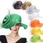 Free Shipping Green Hat for a Charming Woman Rose Decoration Sun Hat Green Visor Sun Blocks