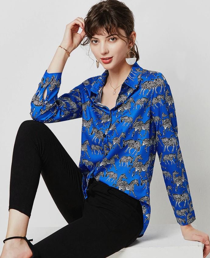 Loose Fit Royal Blue Blouses for Women New Fashion Royal Blue Tops for ...