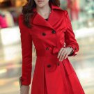 SALE! On Hand Red Trench Coats for Women Free Shipping and Ready to Ship Fashion Red Dress