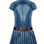 Low Waisted Denim Dress for Women Size XL Dress Pleated Oh Hand Denim Dress with Leather Belt