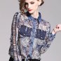 Rsslyn Blue Chiffon Tops Cowgirls Blouses On Hand Paisley Blouse for Women Designer Fashion Tops