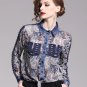 Rsslyn Denim Blouses with Paisley Pattern Pretty Blouses for Women Hollow Sleeves