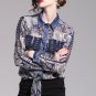 Rsslyn Denim Blouses with Paisley Pattern Pretty Blouses for Women Hollow Sleeves