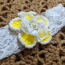 Free New Handmade by Lyn Floral Lacy Hair Accessories for Newborn Girls Yellow Crochet Headbands