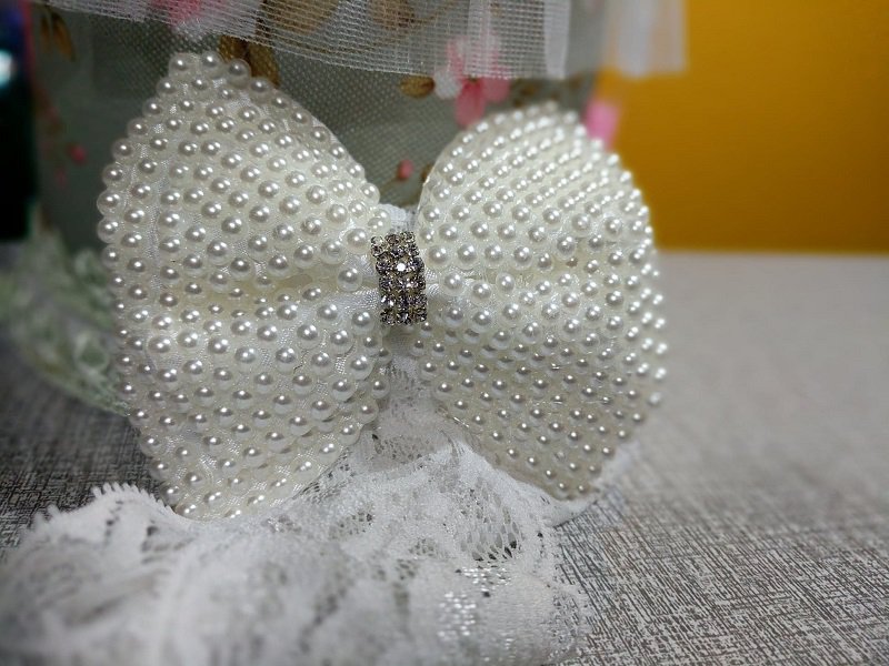 Rsslyn Handmade by Lyn FREE SHIPPING Pearl Bows with Laces Elegant Double Bow Headbands