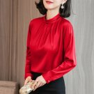 Rsslyn Pretty Red Blouses for Women On Hand Red Tops Mandarin Collar