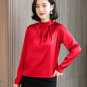 Rsslyn Pretty Red Blouses for Women On Hand Red Tops Mandarin Collar