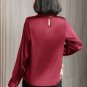 Rsslyn Pretty Red Blouses for Women On Hand Red Tops Mandarin Collar