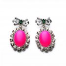 New Magenta Beaded Earrings Large Pink Earrings for Women Hotpink Bow Earrings