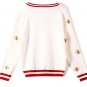 Black Sweater with Embroidered Golden Bees Cotton Stretchable Fall Spring Black Cardigan for Women