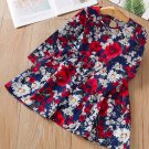 On-Hand Cute Baby Dresses Rsslyn Navy Blue Dress for Toddler Girls Dresses Printed Poppies