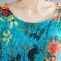 Rsslyn Short Sleeves Floral Turquoise Dress for Plus Size Woman Cotton Material