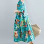 Rsslyn Short Sleeves Floral Turquoise Dress for Plus Size Woman Cotton Material