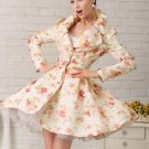 New Fashion Floral Dress Luxury Peach Trench Coats Elegant Coats for Women