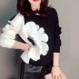 Rsslyn Black Tops for Women Black Sweater for Women Big Floral Pattern Winter Jackets for Women