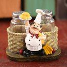 Rsslyn Chef Design 3pcs/SET Salt and Pepper Shaker and Holder Kitchen Miniature Figurine