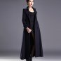 Fashion Navy Blue Trench Coats for Women with FREE Fur Collar Warm Wool Material FREE Brooch