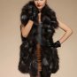 Fashion Real Fox Women S-7XL Red Vests for Women Natural Fox Fur Vest with Wide Lapel Collar
