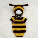 Mohair My Little Bumble Bee Baby Jumpsuit and Hat Yellow Stripes Photography Props I Love Bees