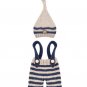 Buckaroo Baby Boys Props Jumpsuit and Hat Stripe Beige and Blue Knitted Hats
