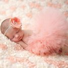 New Peach Color Baby Shower Gift Headband and Peach Skirt for Newborn Baby Girls Props