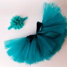 Solid Teal Color Skirt and Baby Headband Set for Newborn Girls Props Photography Cute Props