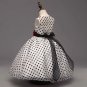 SALE! Black Polka Dot Dress for Girls White Dress with Red Corsage Birthday Gift FREE HEADBAND