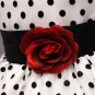 SALE! Black Polka Dot Dress for Girls White Dress with Red Corsage Birthday Gift FREE HEADBAND