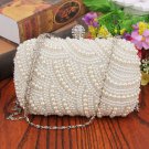 Beautiful Full Pearl Bridal Bag with Free Pearl Earring Luxury Crystal White Evening Clutch Bags