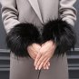 Navy Blue Wrist Warmer for Women Faux Fox Fur Uneven Length Fur Blue Winter Accessories for Women