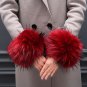 Navy Blue Wrist Warmer for Women Faux Fox Fur Uneven Length Fur Blue Winter Accessories for Women