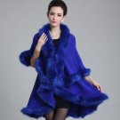 Rsslyn Royal Blue Poncho Fashion Body Wraps for Women Faux Fur Cardigan Shawl