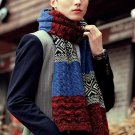 Fashion Gift Men's Winter Accessories Blue Scarf for Men Knitted Neck Warmer Multicolor Long Scarves