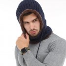 Knitted Hooded Neckerchief with Faux Fur Lining Knitted Skullies Winter Accessories for Men